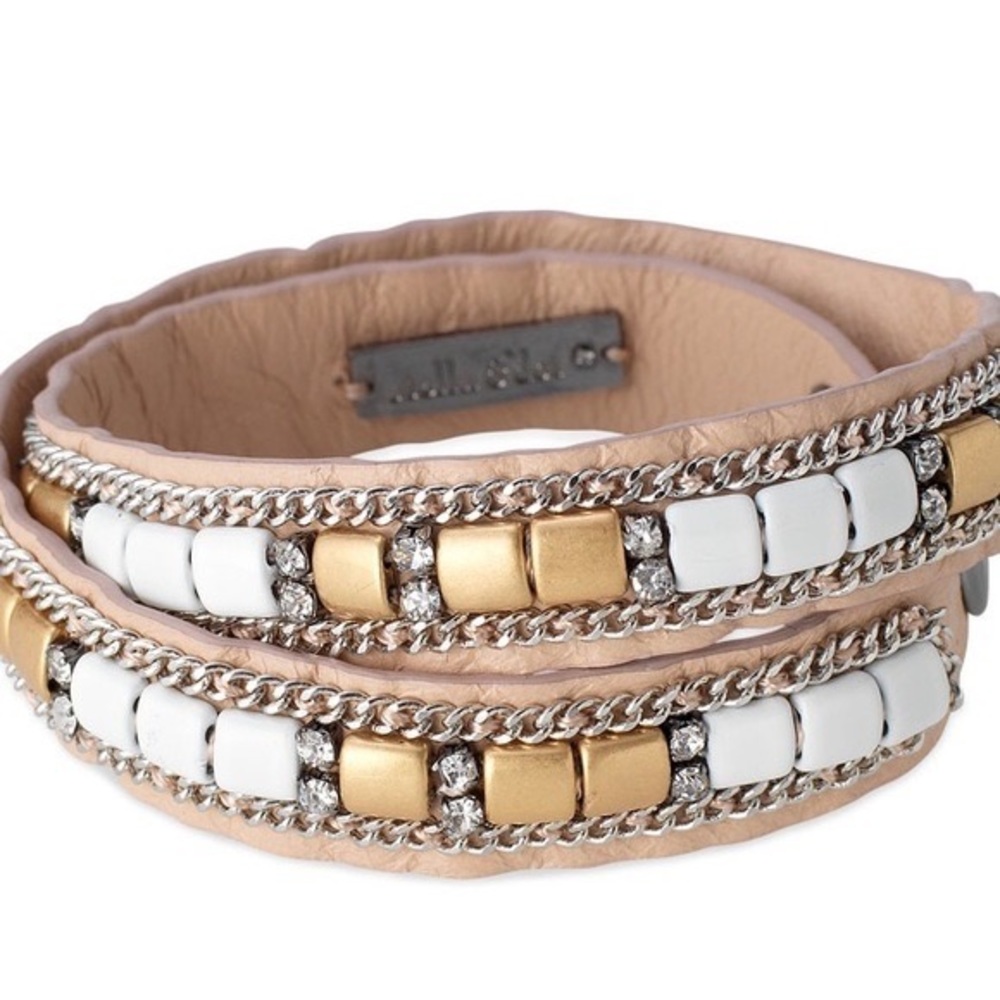 Stella & Dot Cady Leather Wrap Bracelet Blush